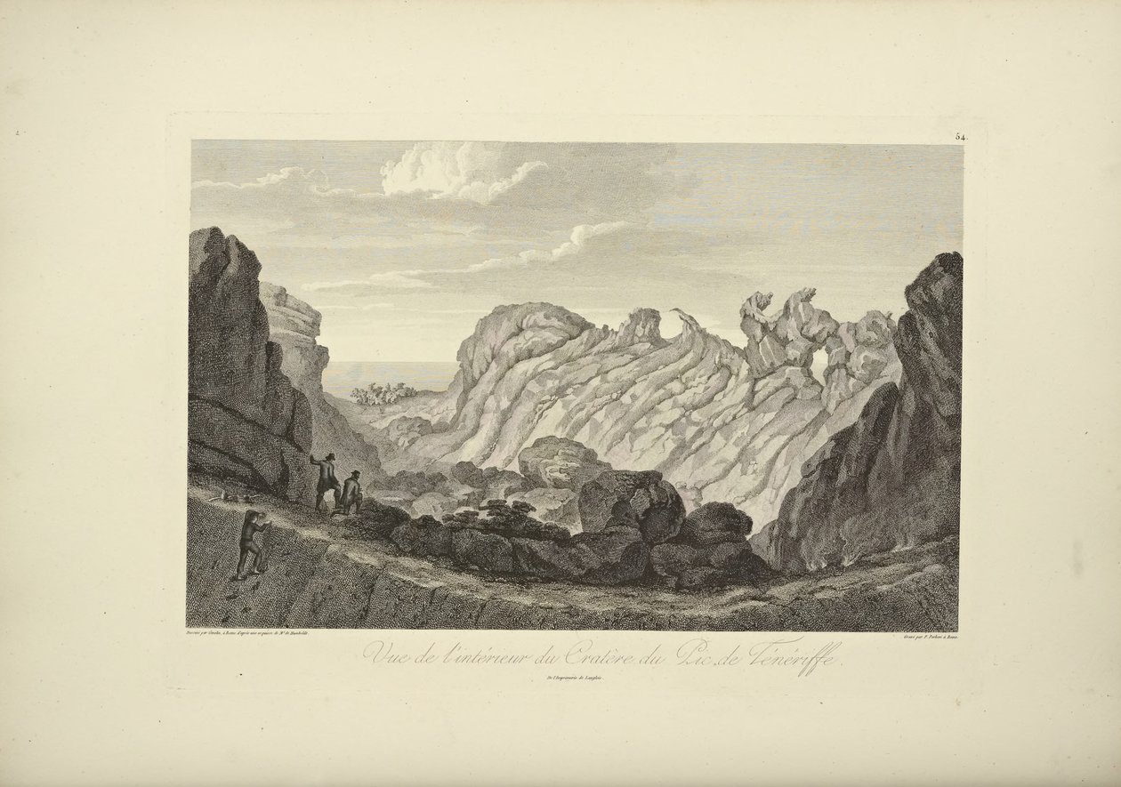 Vista do Interior da Crista do Pico de Tenerife, desenhada por Gmelin, ilustração de "Vistas das Cordilheiras e Monumens dos Povos Indígenas da América" por Alexander von Humboldt e Aime Bonpland, 1813 de Baron Friedrich Alexander von Humboldt