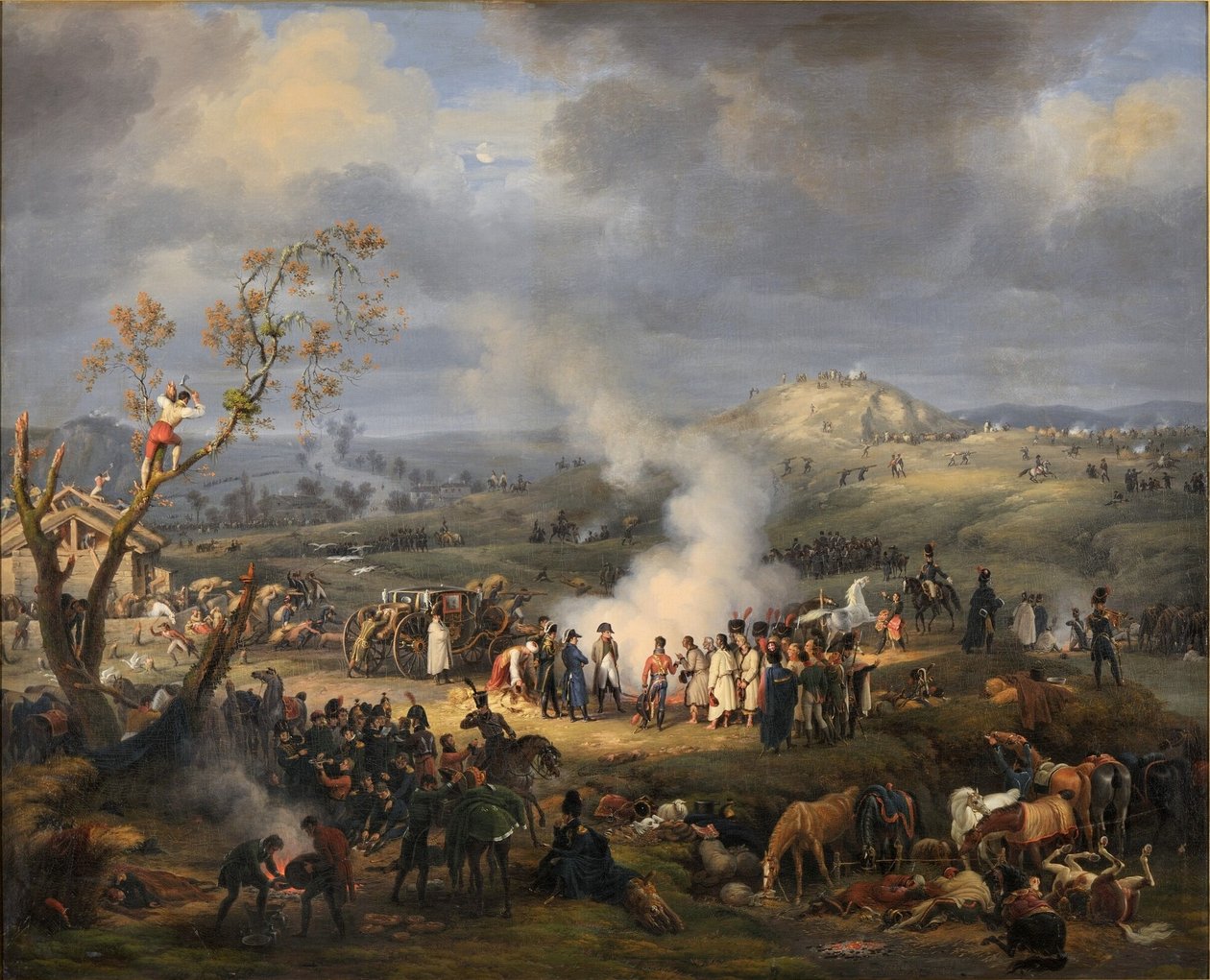Napoleão com as suas tropas na véspera da batalha de Baron Lejeune Louis François