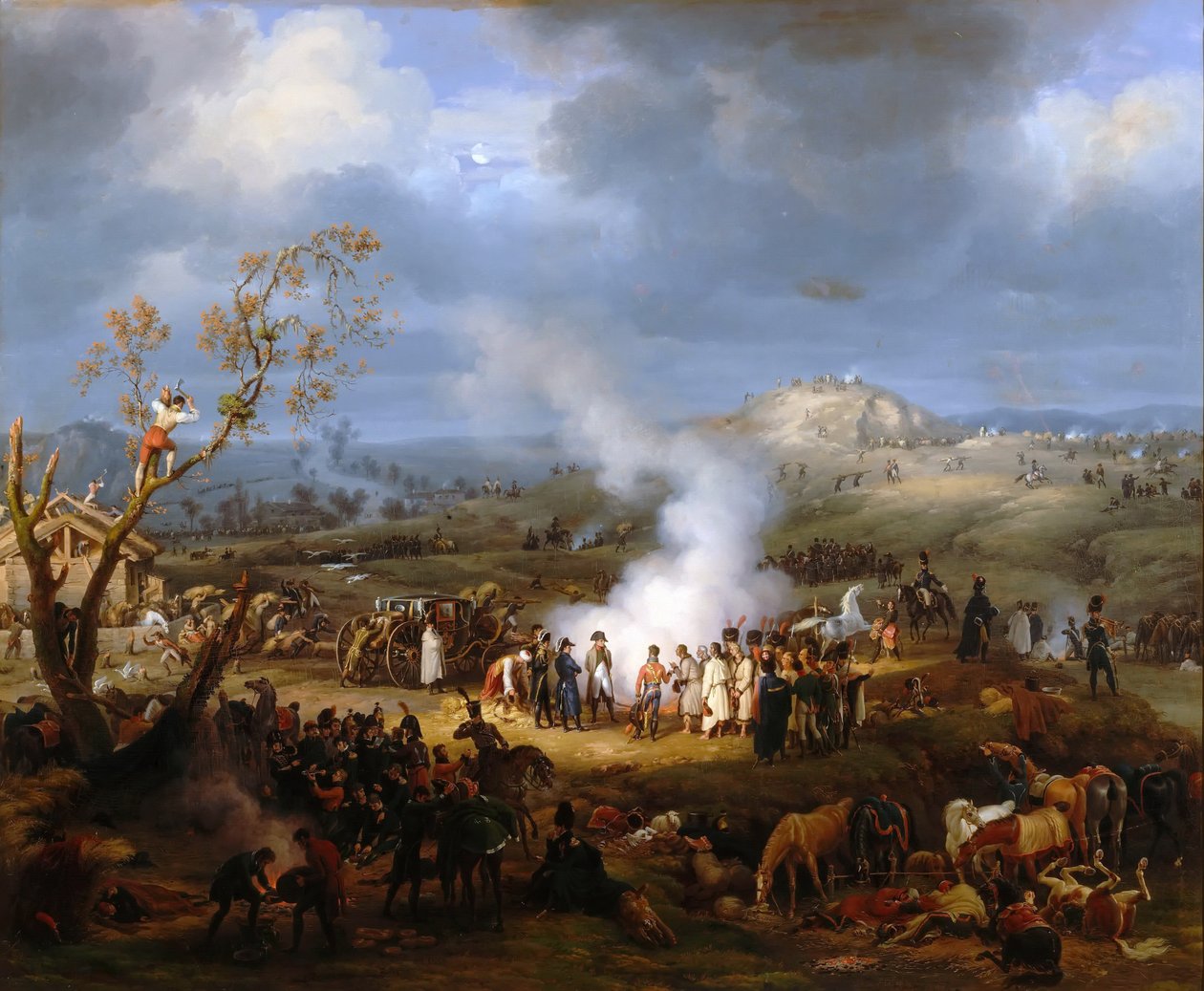 Acampamento de Napoleão na véspera de Austerlitz, 1 de dezembro de 1805 de Baron Lejeune Louis François