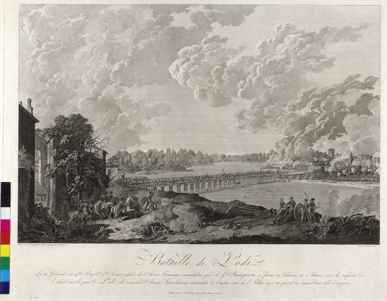 Batalha de Lodi 1796 (gravura em cobre) de Baron Louis Albert Bacler d