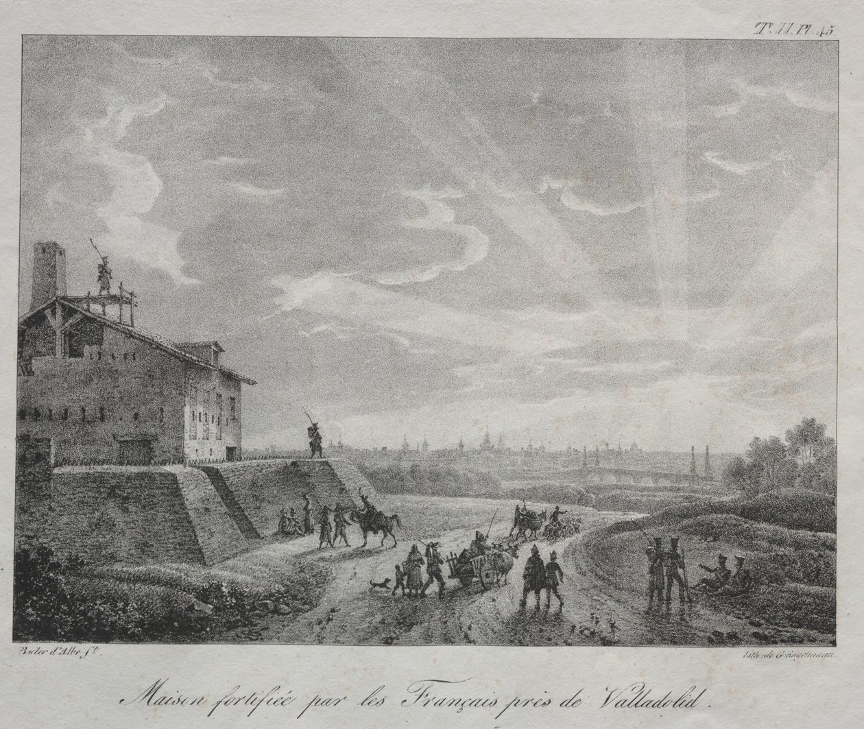 Campanha espanhola: um edifício fortificado pelos franceses perto de Valladolid de Baron Louis Albert Guillain Bacler d