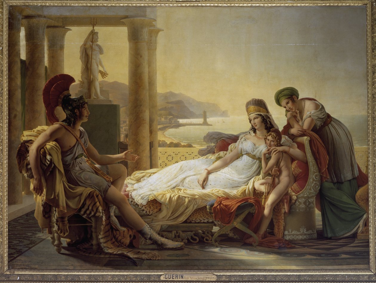 Enéas a contar a Dido as desgraças de Tróia (óleo sobre tela de Baron Pierre Narcisse Guerin