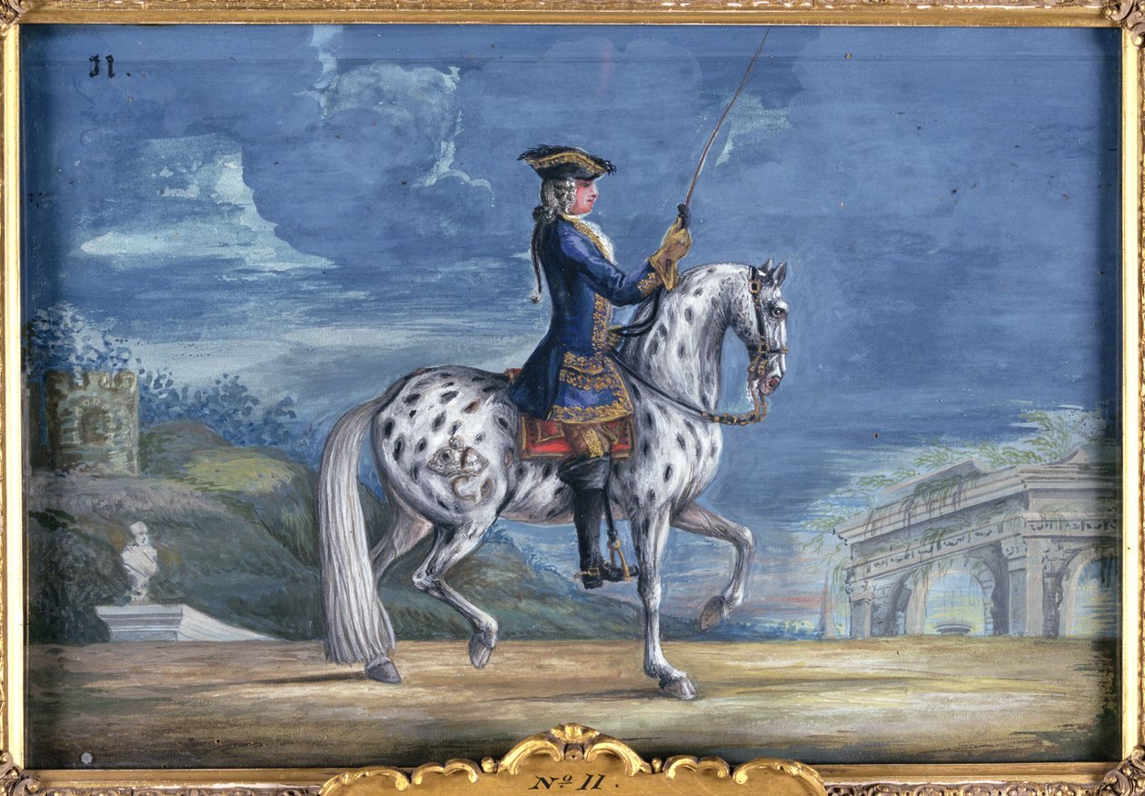 No. 11 Um cavalo appaloosa da escola de equitação espanhola, do garanhão Imperial na Boêmia (wc no papel) de Baron Reis Eisenberg