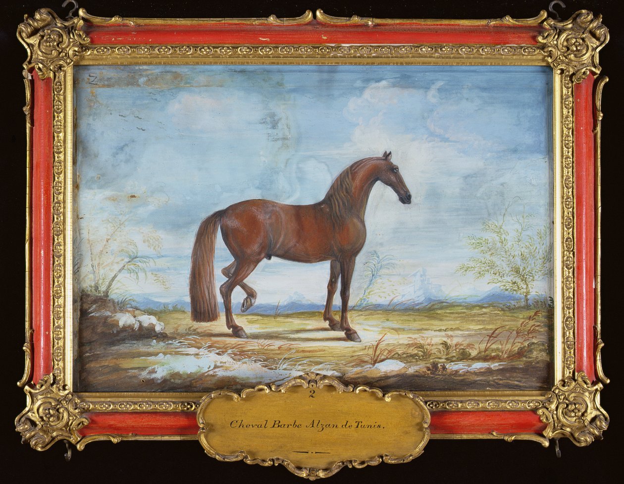 No. 2 Alzan de Tunis, um cavalo Barbary da Escola Espanhola de Equitação (wc no papel) de Baron Reis Eisenberg