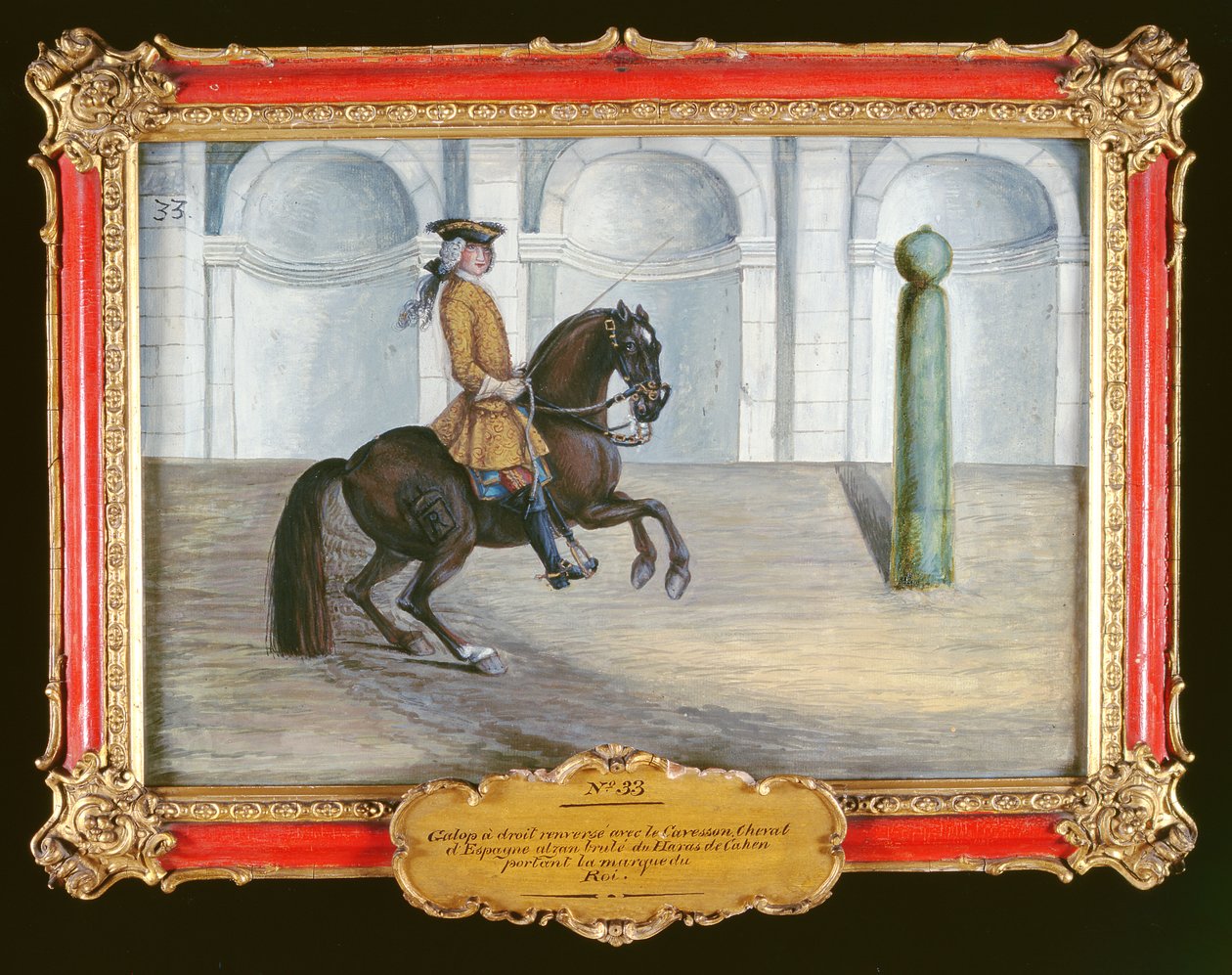 No. 33 Um cavalo espanhol da Escola de Equitação Espanhola que executa um movimento de adestramento (wc em papel) de Baron Reis Eisenberg