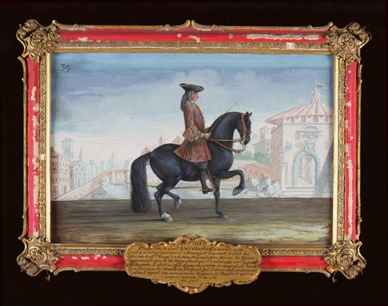 Não. 39 Le Soberbe, um cavalo da Escola de Equitação Espanhola que executa um movimento de adestramento chamado Piaffe (wc no papel) de Baron Reis Eisenberg