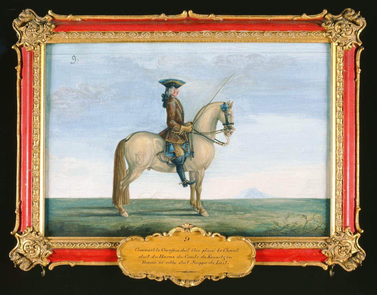 No. 9 Um cavalo cinza da Escola de Equitação Espanhola, do cravo do conde de Kaunitz na Boêmia (wc no papel) de Baron Reis Eisenberg