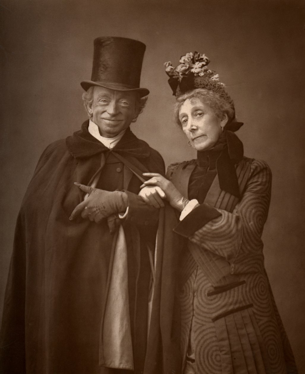 Atores americanos James Lewis e Ann Gilbert em A Night Off, 1886 de Barraud