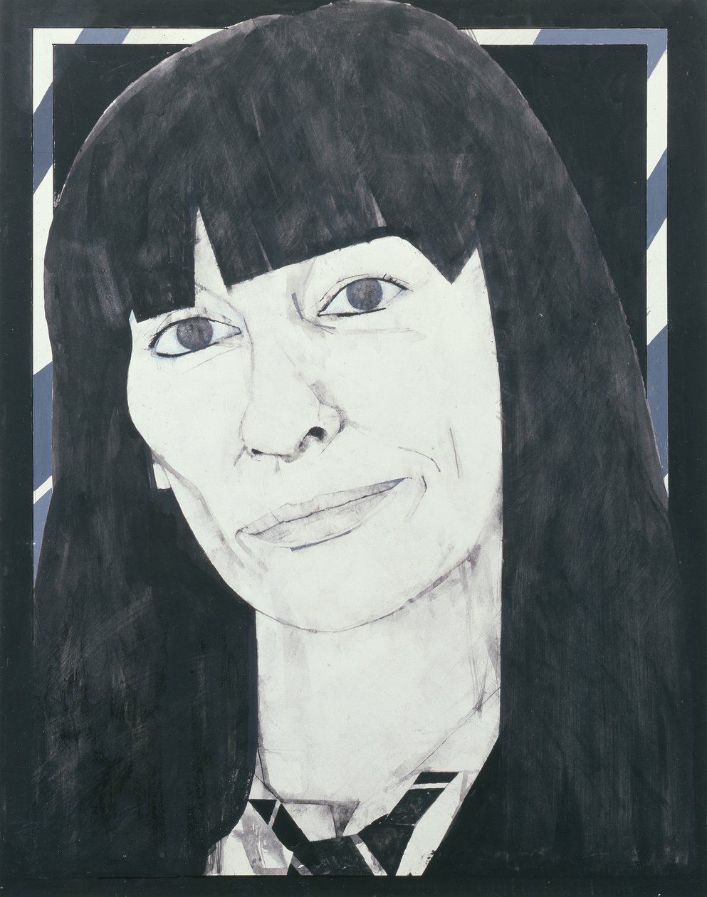 Retrato de Beryl Bainbridge, ilustração para Cosmopolitan, de 1970 (guache a bordo) de Barry Fantoni