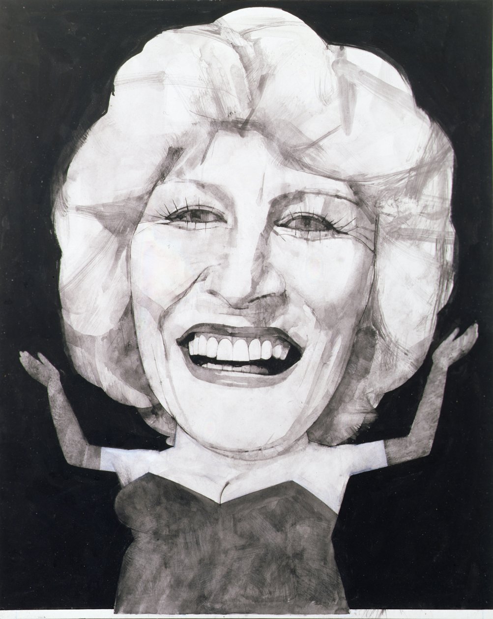 Portrait of Faith Brown, anos 70 (guache a bordo) de Barry Fantoni