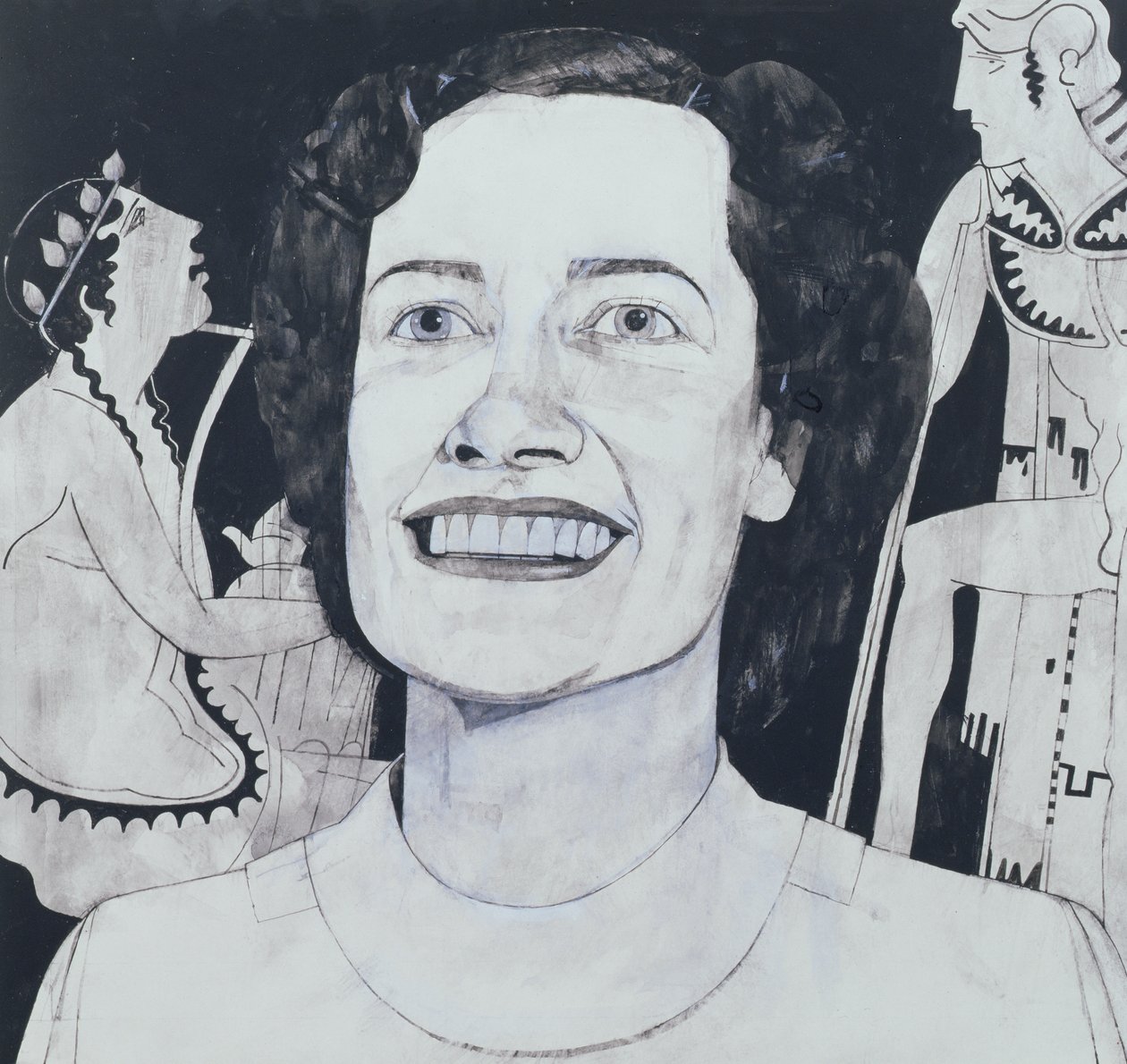 Retrato de Joan Sutherland, ilustração para o The Sunday Times, de 1970 (guache a bordo) de Barry Fantoni