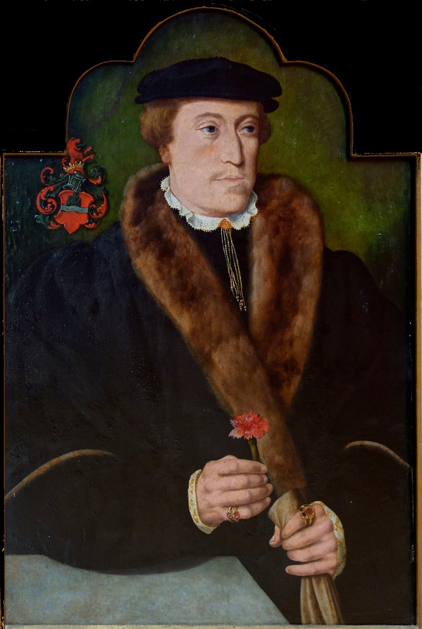 Retrato, de, um, homem, segurando, um, illiter, e, um, luva de Barthel Bruyn the Elder
