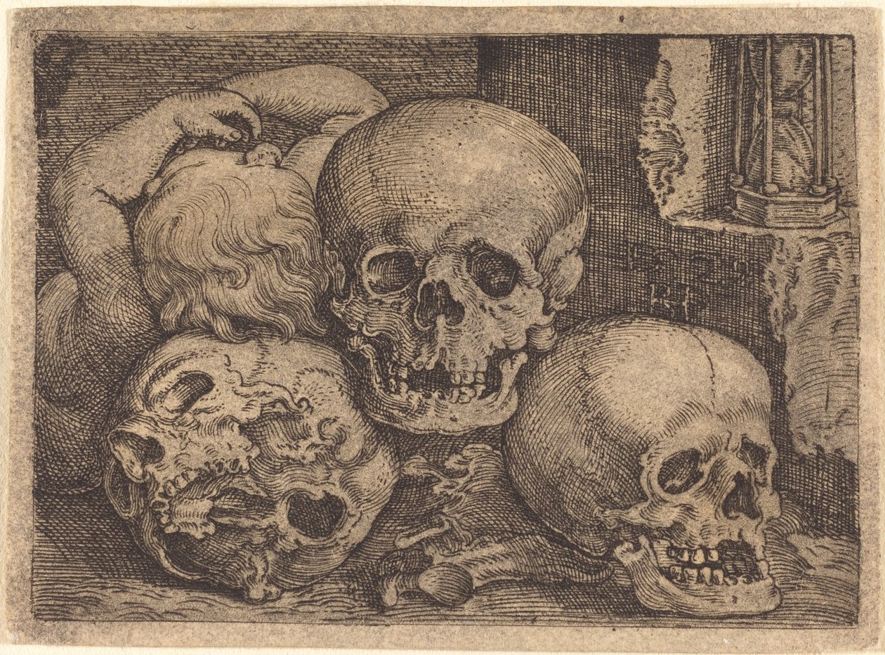 Criança com três crânios de Barthel Beham