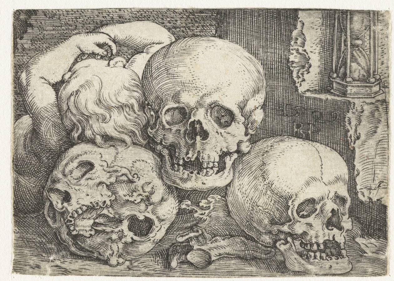 Criança com três crânios de Barthel Beham