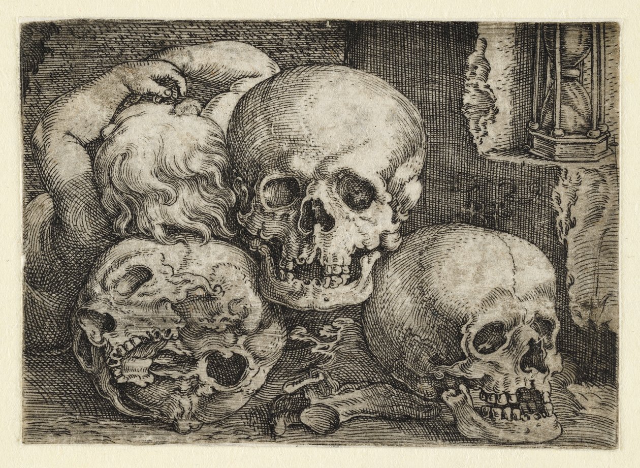 Criança com três crânios de Barthel Beham