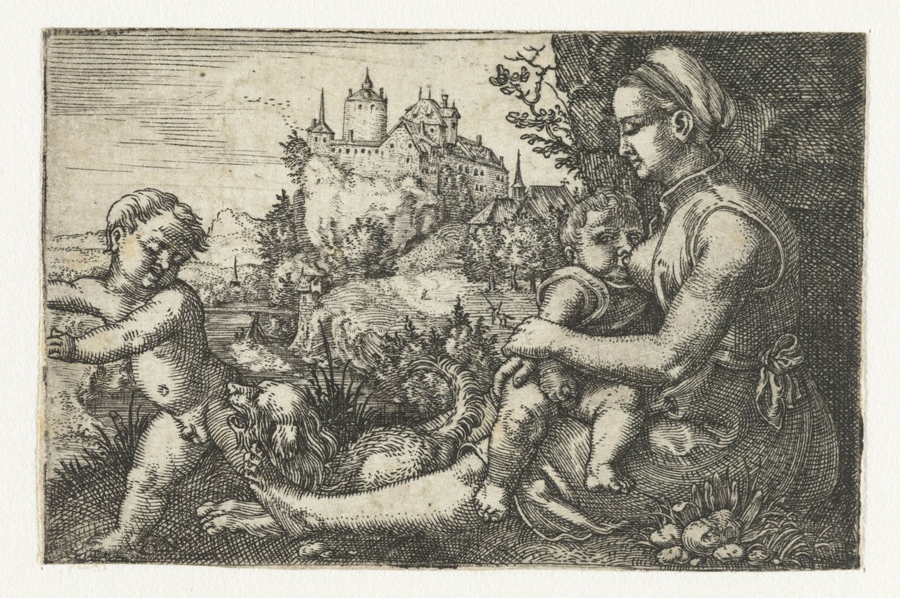 Mãe com dois filhos de Barthel Beham