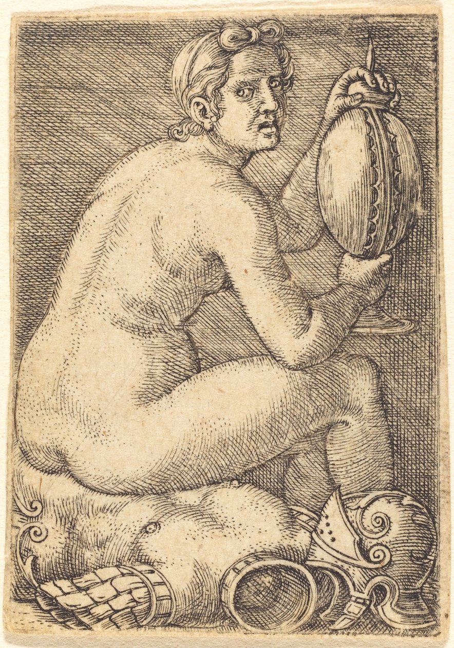 Mulher Nua em uma Armadura (Prudentia?) de Barthel Beham