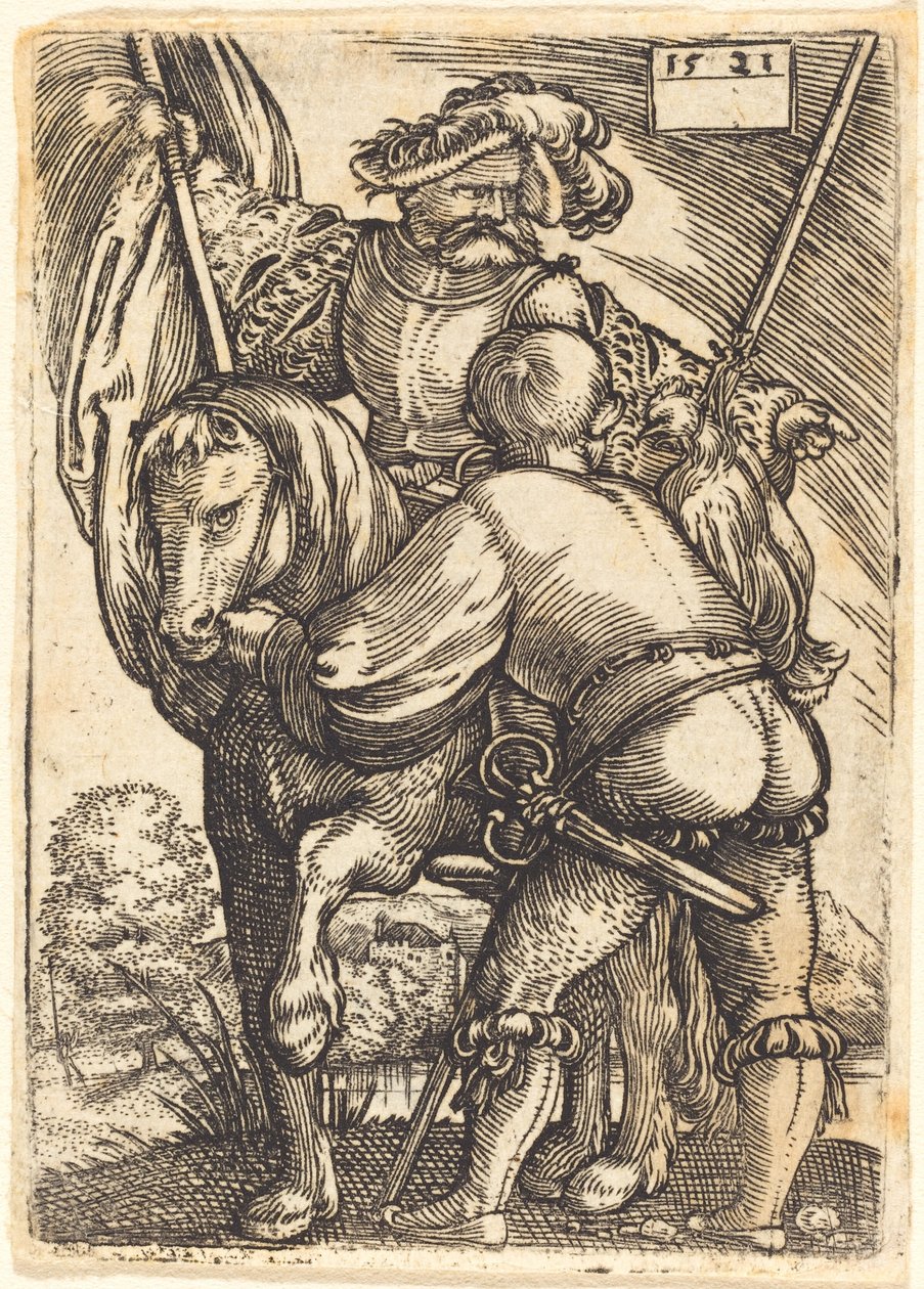 Cavalgando Porta-estandarte e Soldado de Infantaria de Barthel Beham