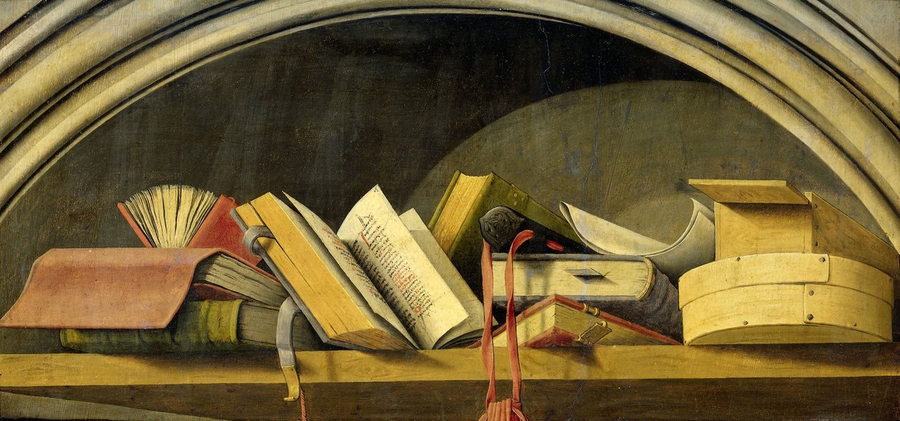 Ainda vida com livros em um nicho, 1442-45 de Barthelemy dEyck