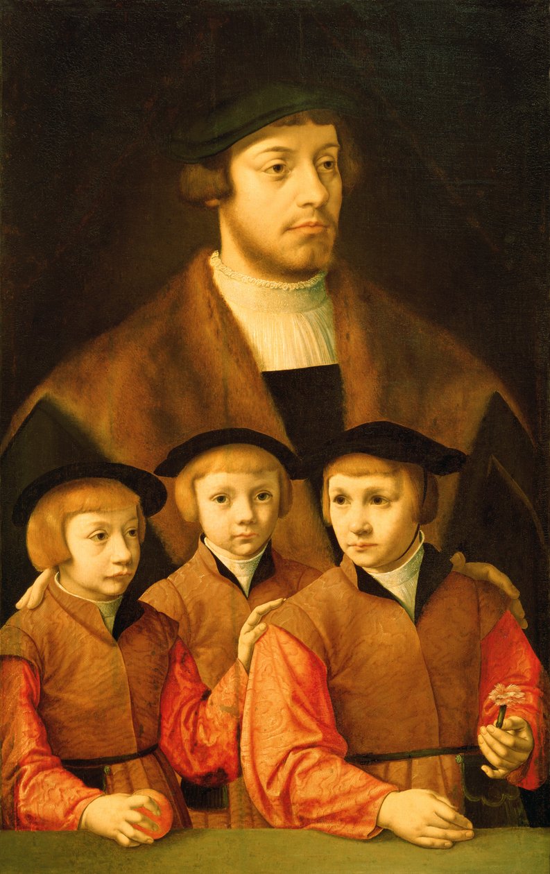 Retrato de um homem e seus três filhos, final dos anos 1530 e início dos anos 1540 de Bartholomaeus Bruyn