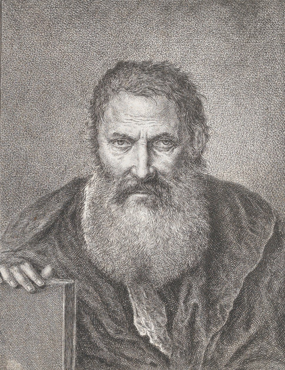 Retrato de um homem barbudo segurando um livro, ca. 1750-1815. de Bartholomaeus Ignaz Weiss