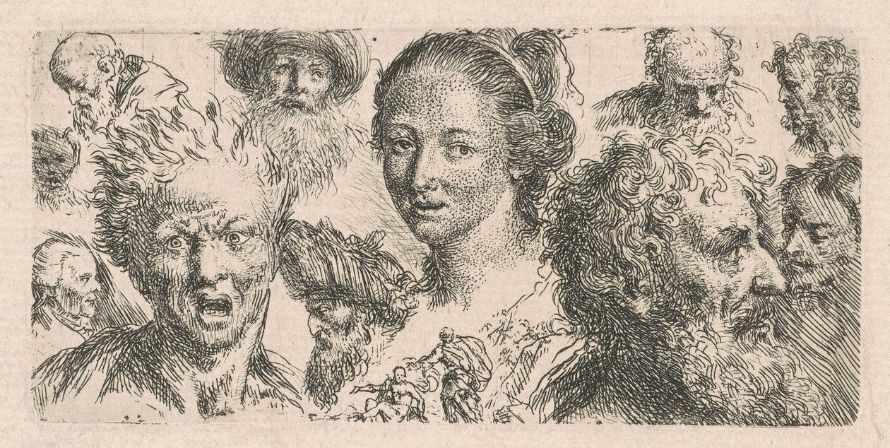 Estudos de onze cabeças de Bartholomäus Ignaz Weiss
