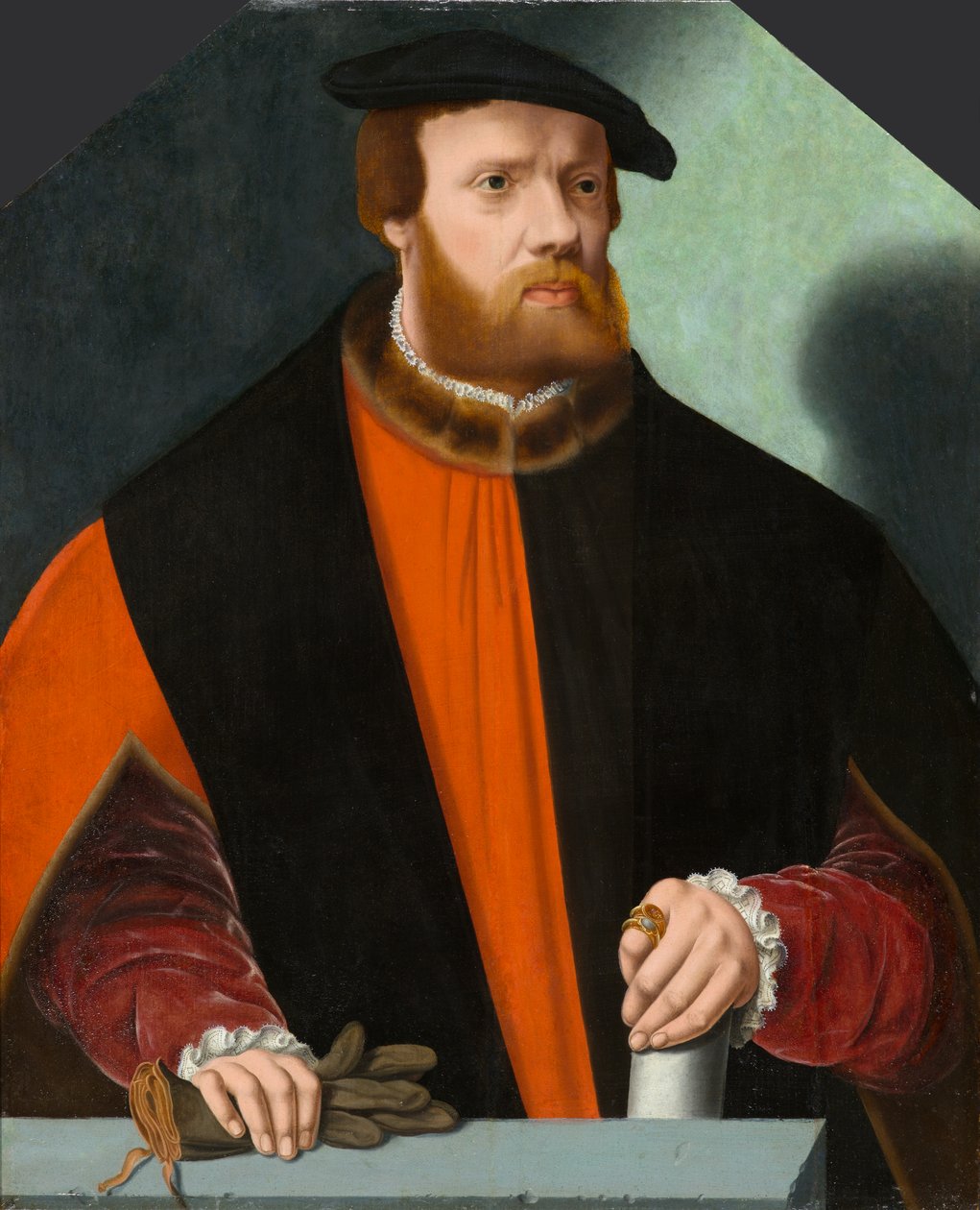 Retrato de Heinrich Crüdener, por volta de 1580-1590 (óleo no painel) de Bartholomaus the Younger Bruyn