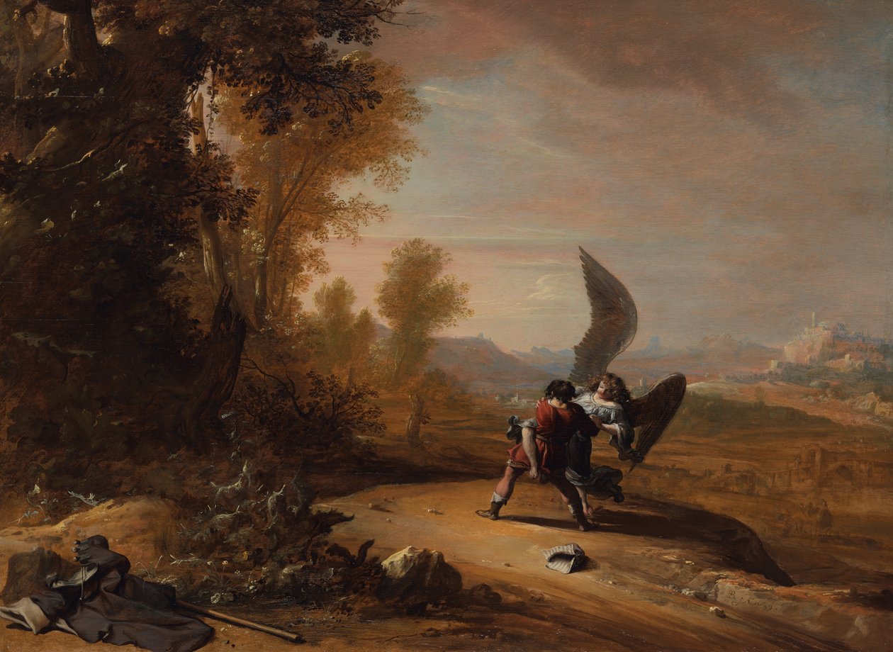 Jacó luta com o anjo de Bartholomeus Breenbergh