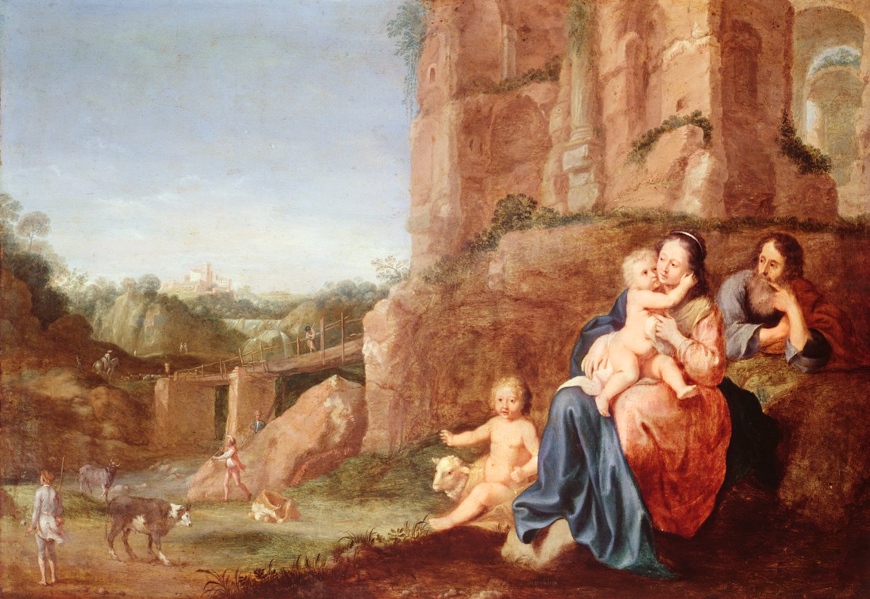 A fuga para o Egito, século XVII de Bartholomeus Breenbergh
