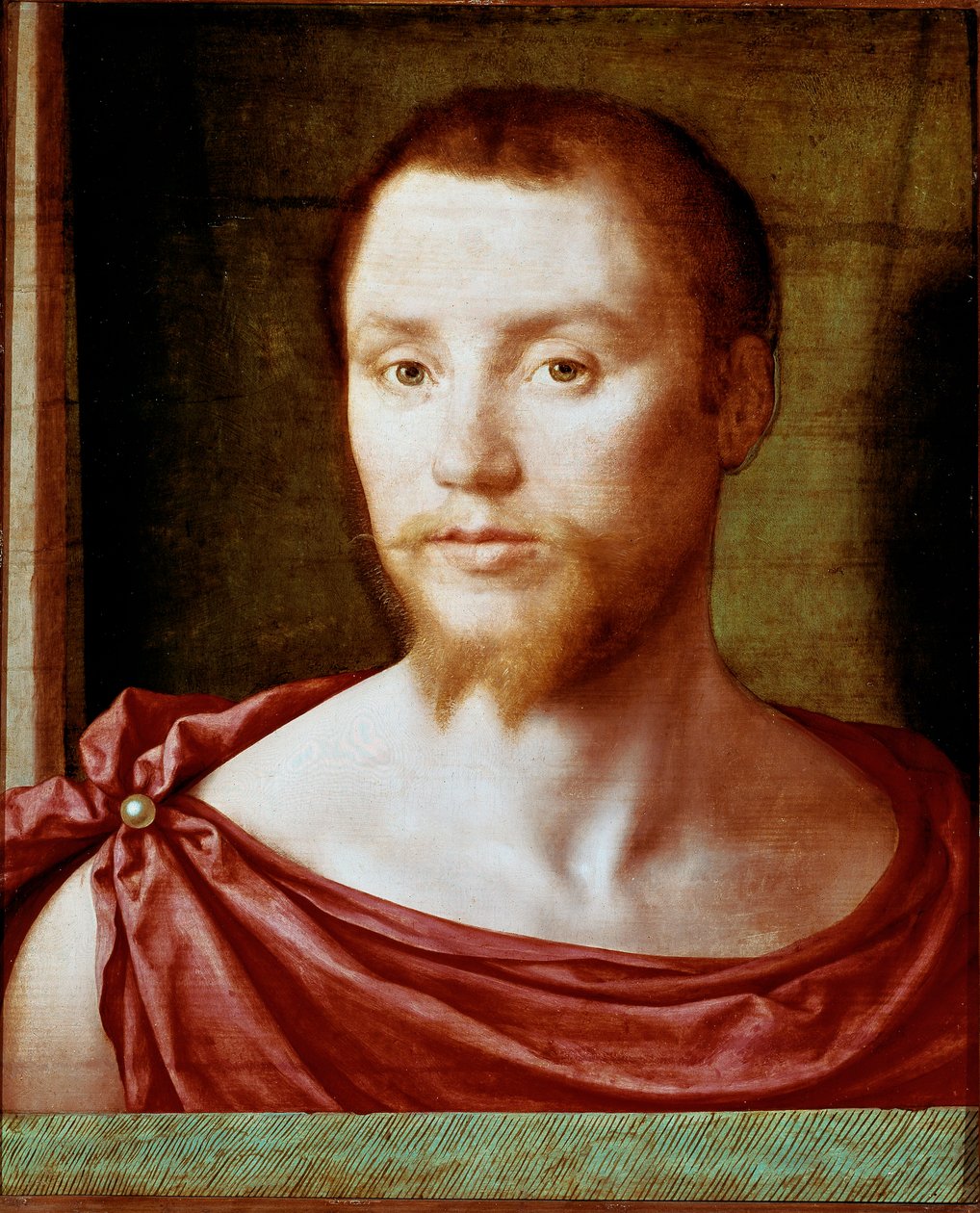 Retrato do homem com a cara antiga do homem vermelho com barba (ou cabra) de dois pontas, é coberto com uma tanga. Pintura sobre madeira atribuída a Pseudo Felix Chretien (ca. 1510-1579). cerca de 1535-1550 Dim. 48x39 cm Paris, musee du Louvre - Retrato de de Bartholomeus (active 1518 1541) Pons