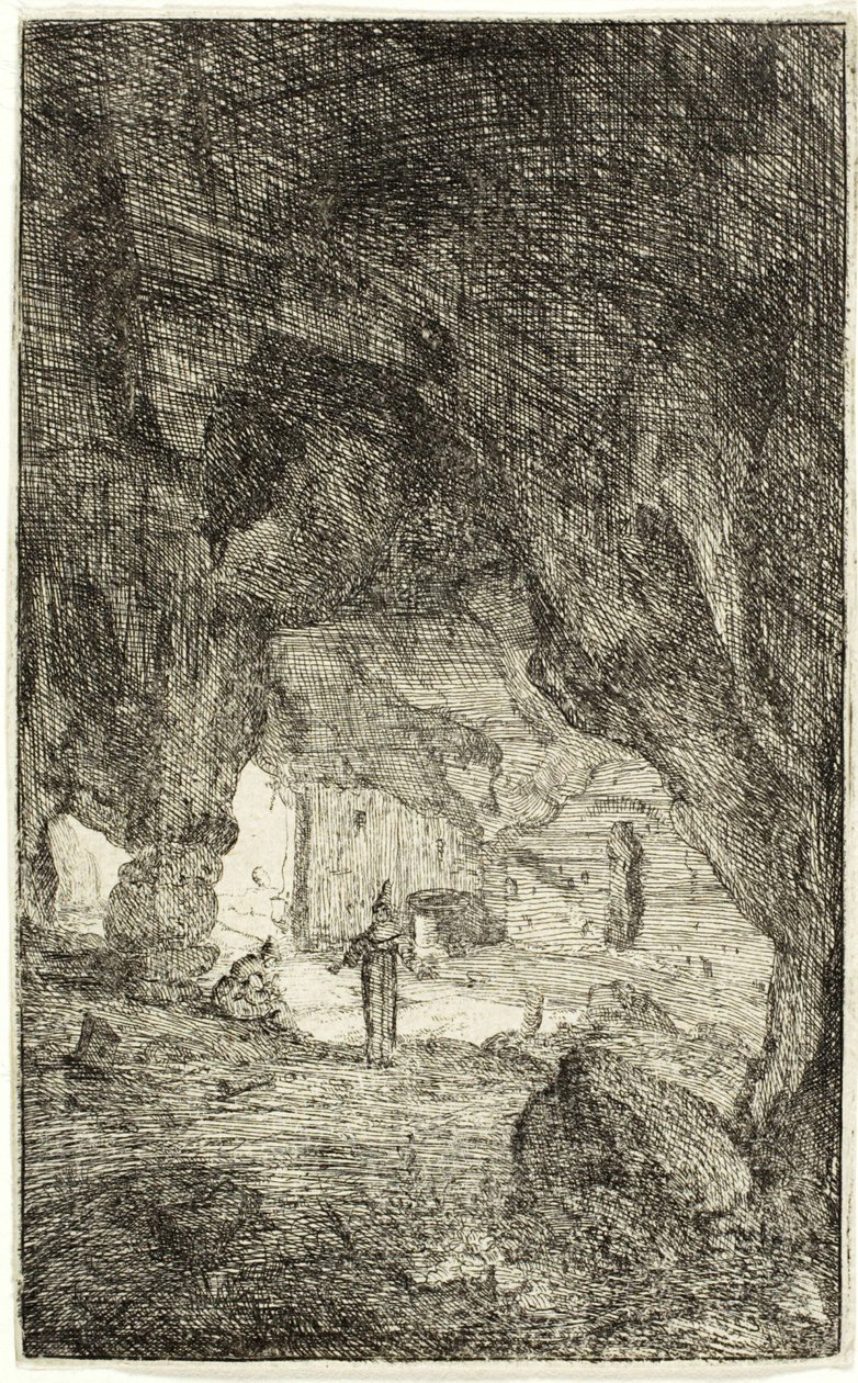 Gruta e Frades, de As Ruínas de Roma de Bartholomeus Breenbergh