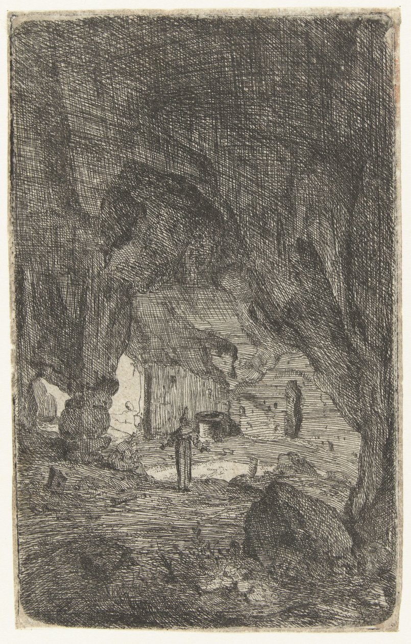 Interior de uma caverna A caverna em Valmontane. Ruínas romanas (título da série) Verscheyden entrou no prédio dilapidado Soo como buyten Romen (título da série) de Bartholomeus Breenbergh