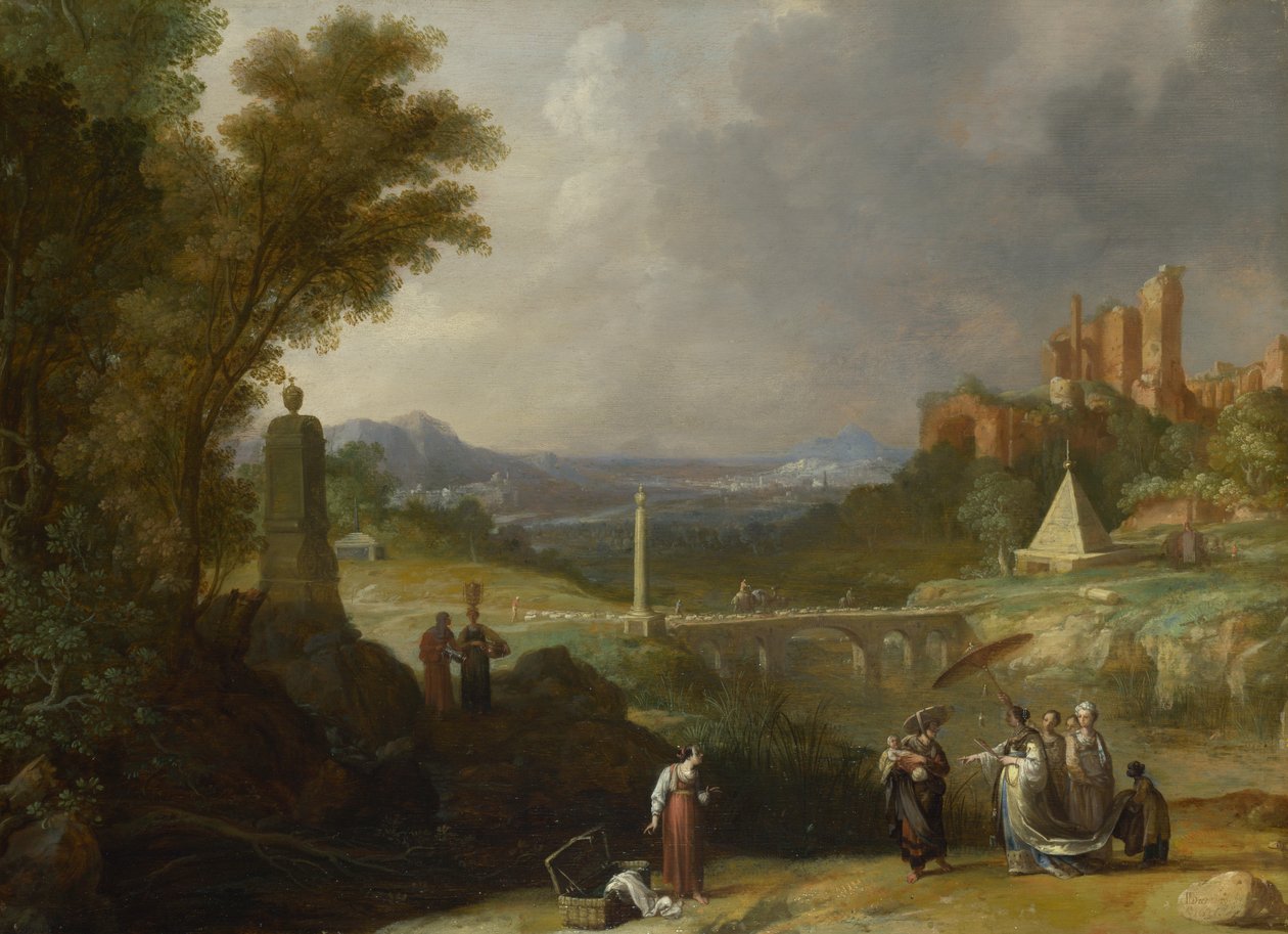 O Achado do Moisés Infantil pela Filha do Faraó, 1636 de Bartholomeus Breenbergh