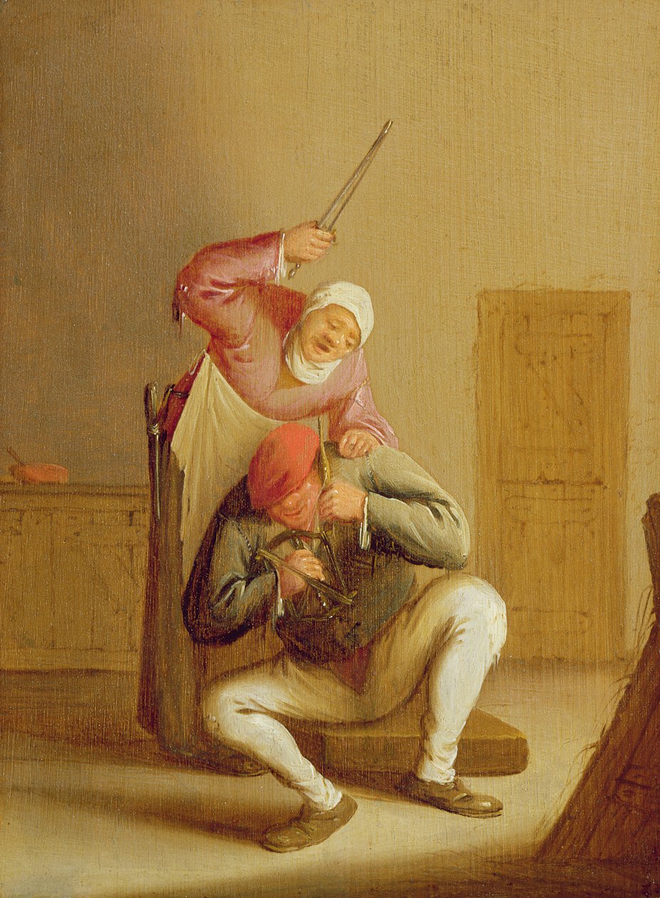 Uma esposa batendo seu marido de Bartholomeus Molenaer