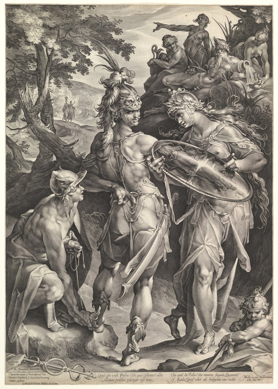 Minerva e Mercúrio Armando Perseu, 1604 de Bartholomeus Spranger