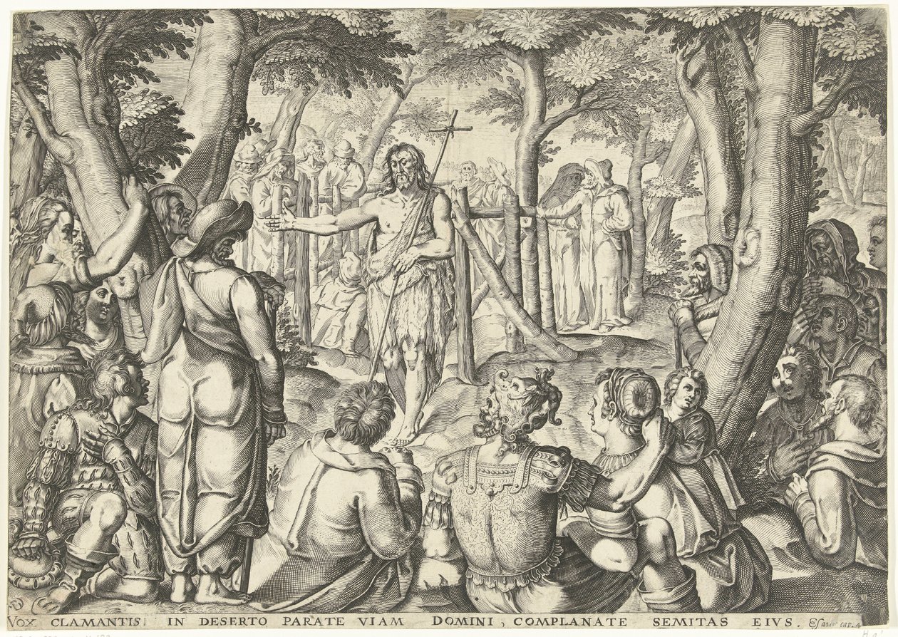 João Baptista pregando a um grupo de pessoas de Bartholomeus Willemsz. Dolendo