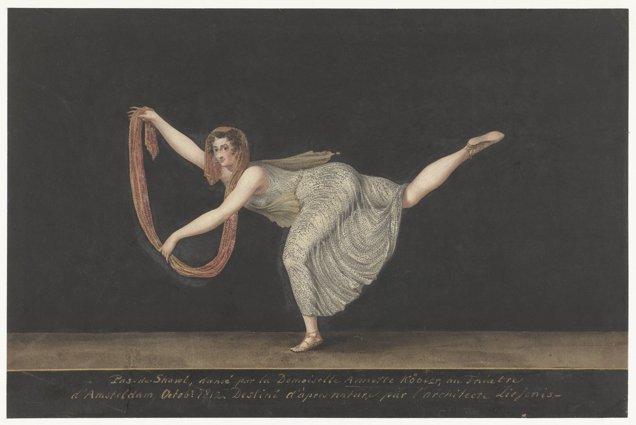 A bailarina Annette Köbler, a artista de pas-de-shawl de Bartholomeus Ziesenis