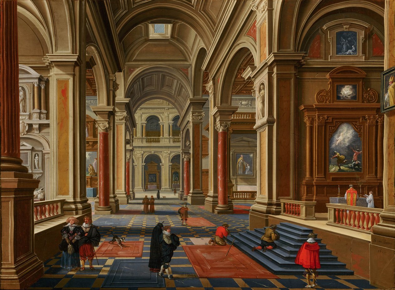 Interior de uma igreja católica de Bartholomeus van Bassen