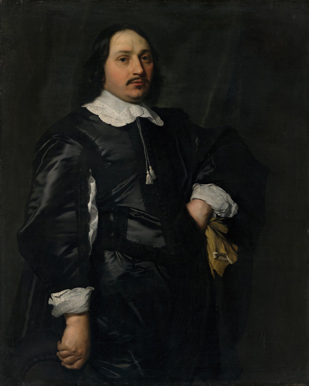 Retrato de um cavalheiro com gibão de cetim preto de Bartholomeus van der Helst