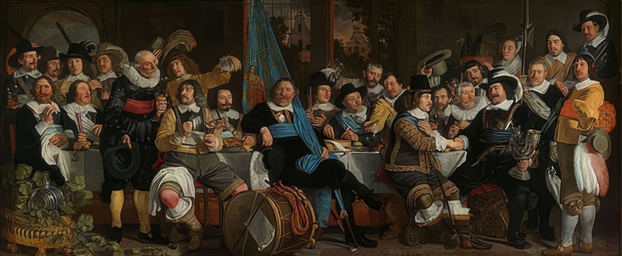 O Schützenmahl para celebrar a paz de Münster. 1648 de Bartholomeus van der Helst