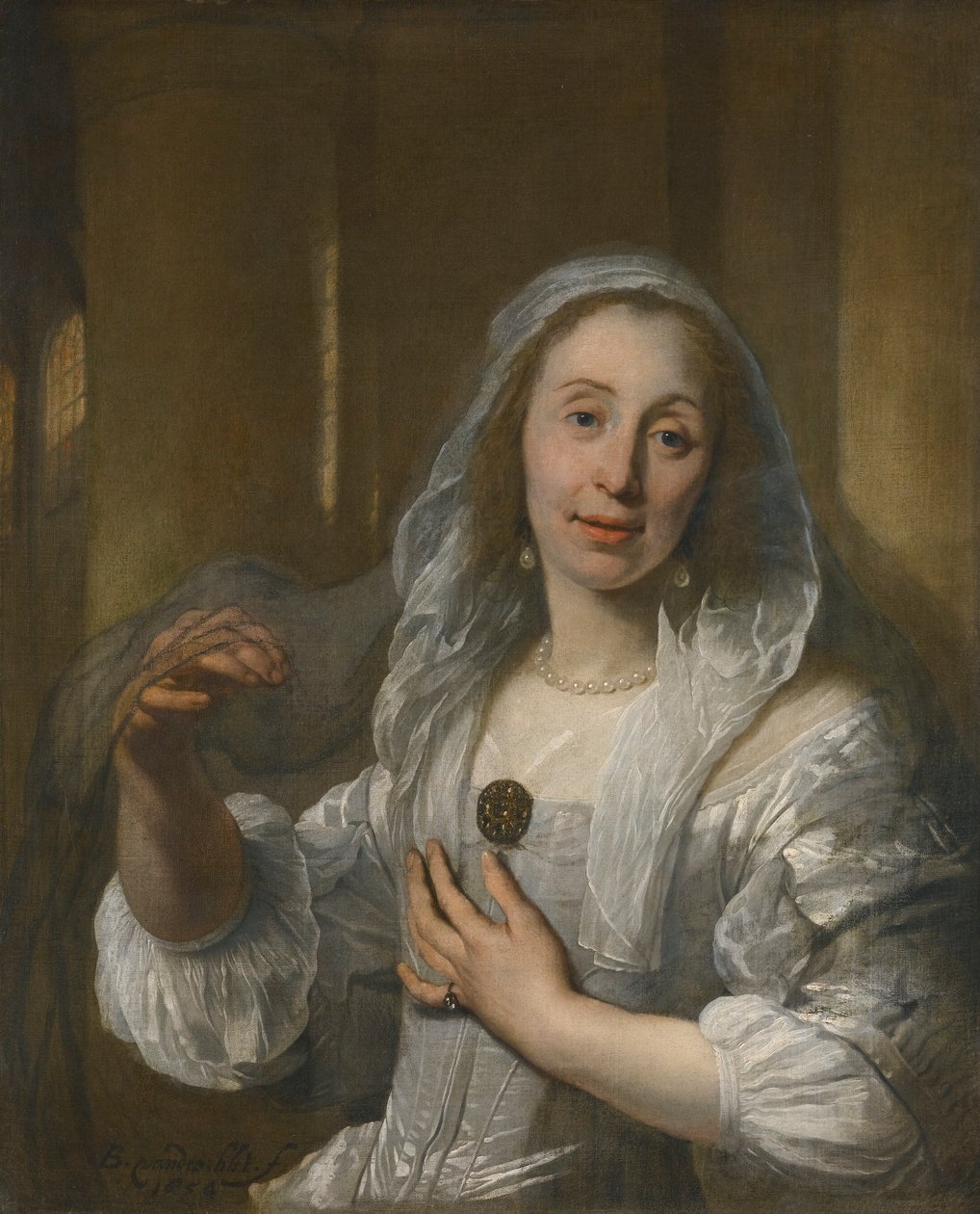 Retrato de uma mulher de branco de Bartholomeus van der Helst