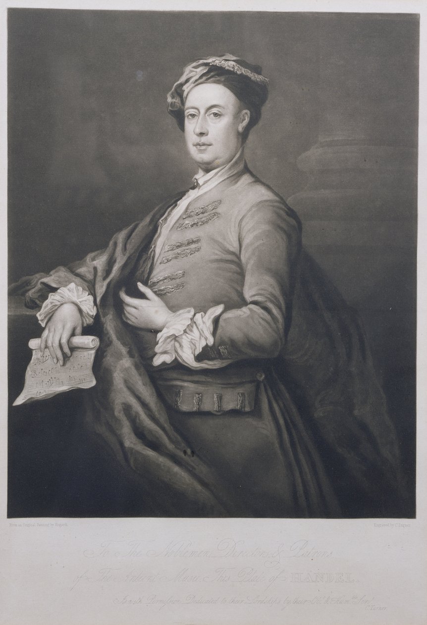 Retrato de George Frederick Handel (1685-1759) gravado por Charles Turner (1773-1857) 1821 (mezzotint) de Bartholomew Dandrige