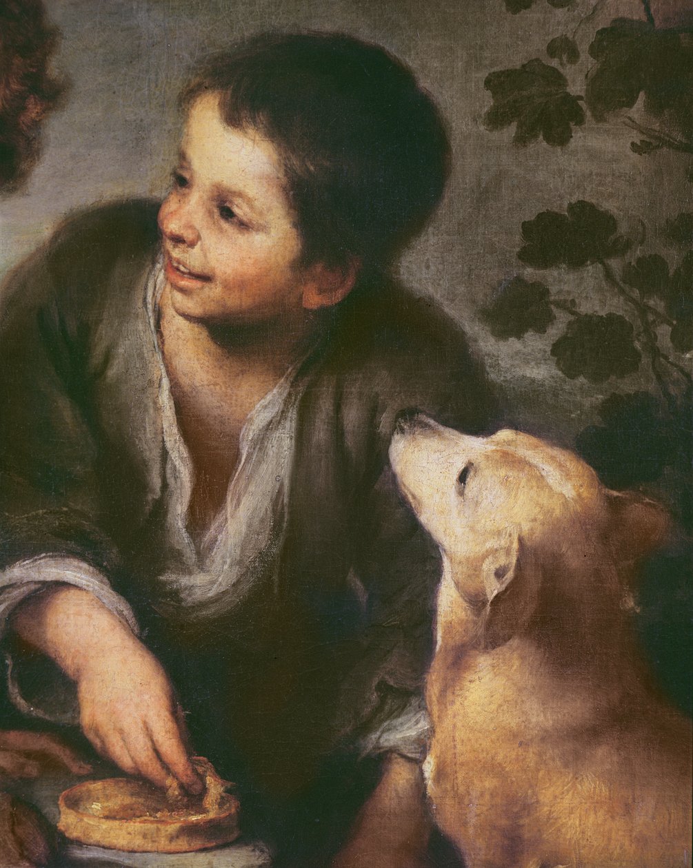 Detalhe das crianças comendo uma torta, 1670-75 (ver 213978) de Bartolomé Esteban Murillo