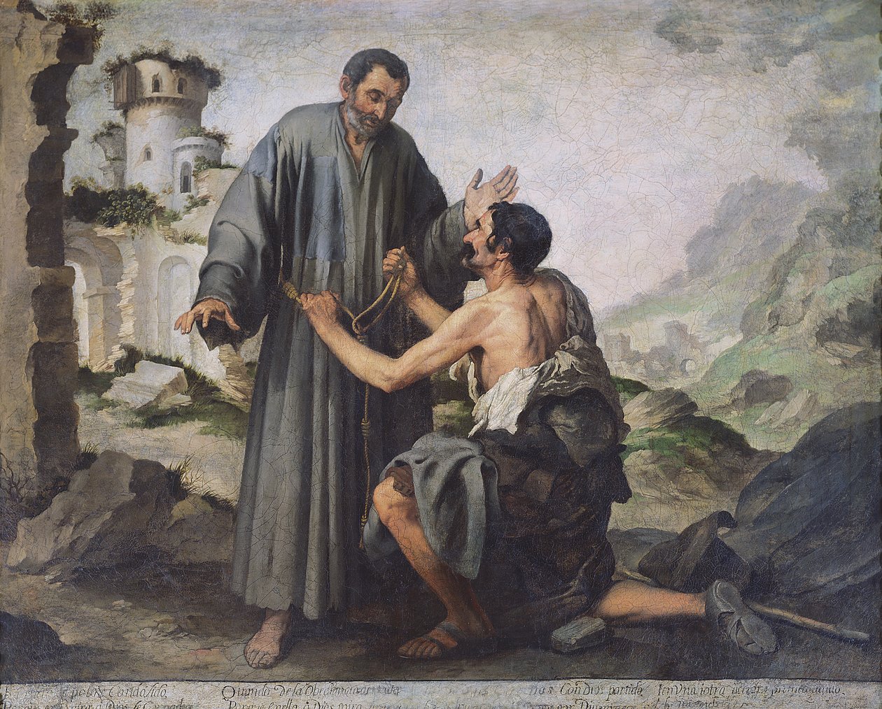 Fray Ginepero e o pobre homem de Bartolomé Esteban Murillo