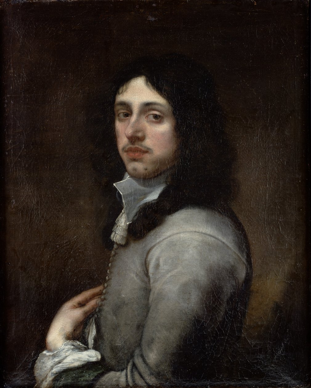 Retrato, de, um, homem jovem, vestido, em, cinzento de Bartolomé Esteban Murillo