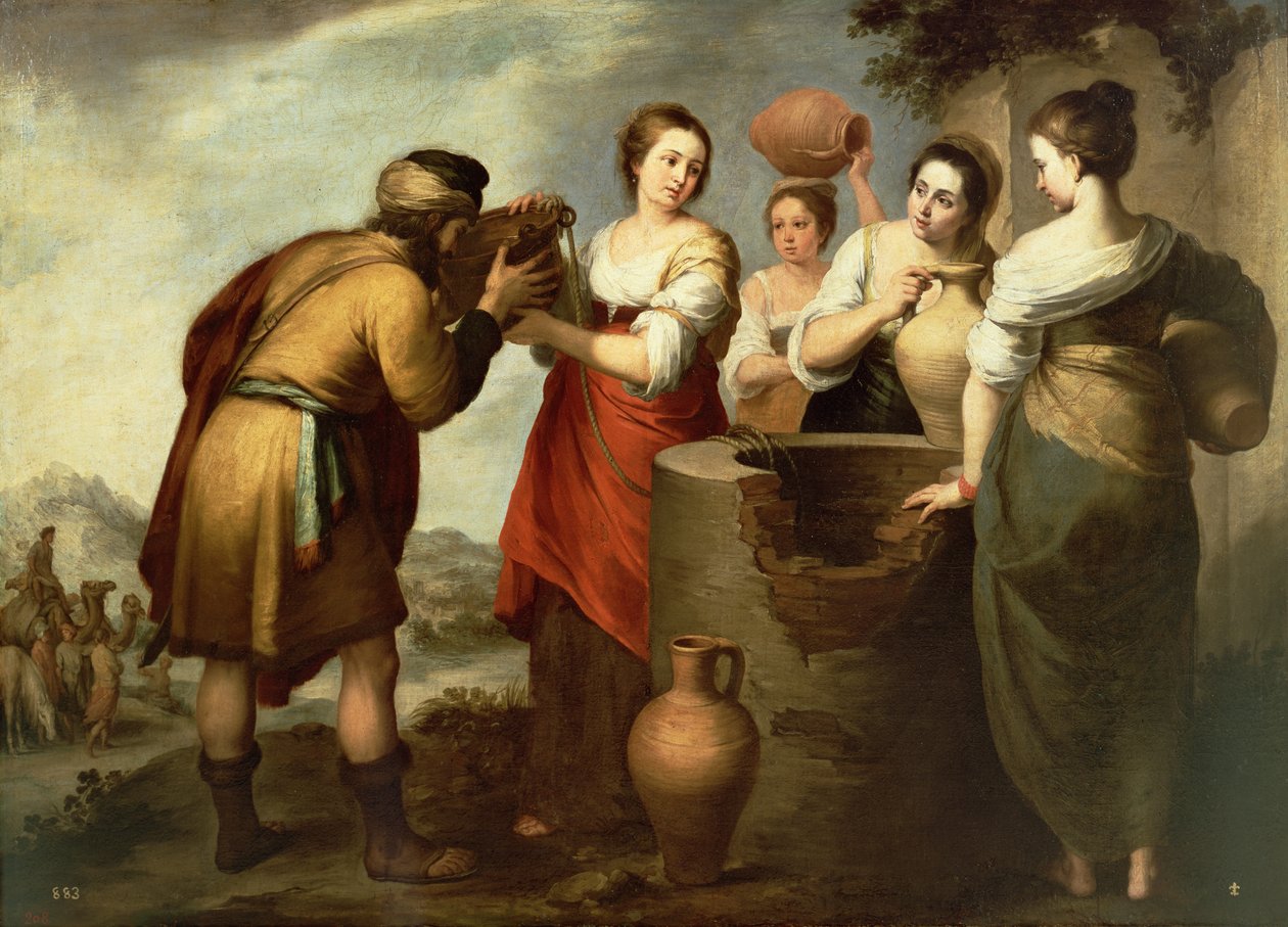 Rebecca e Eliezer no poço, c.1665 de Bartolomé Esteban Murillo