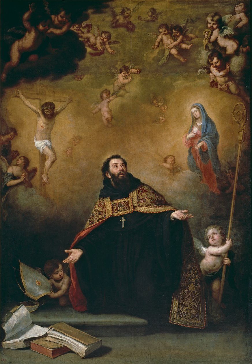 Santo Agostinho entre Cristo e a Virgem de Bartolomé Esteban Murillo