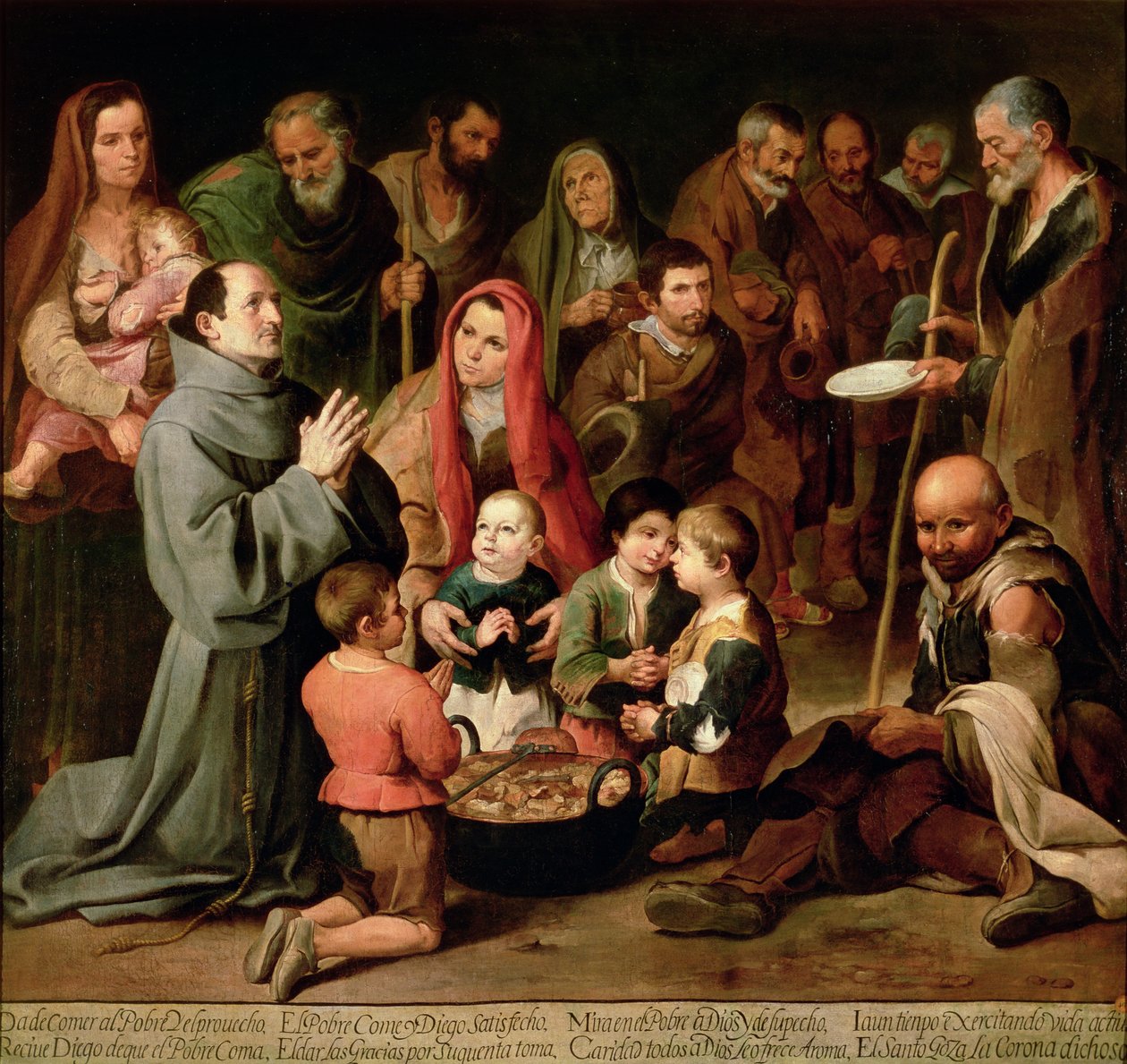 São Diego de Alcala dando comida aos pobres, 1645-46 de Bartolomé Esteban Murillo