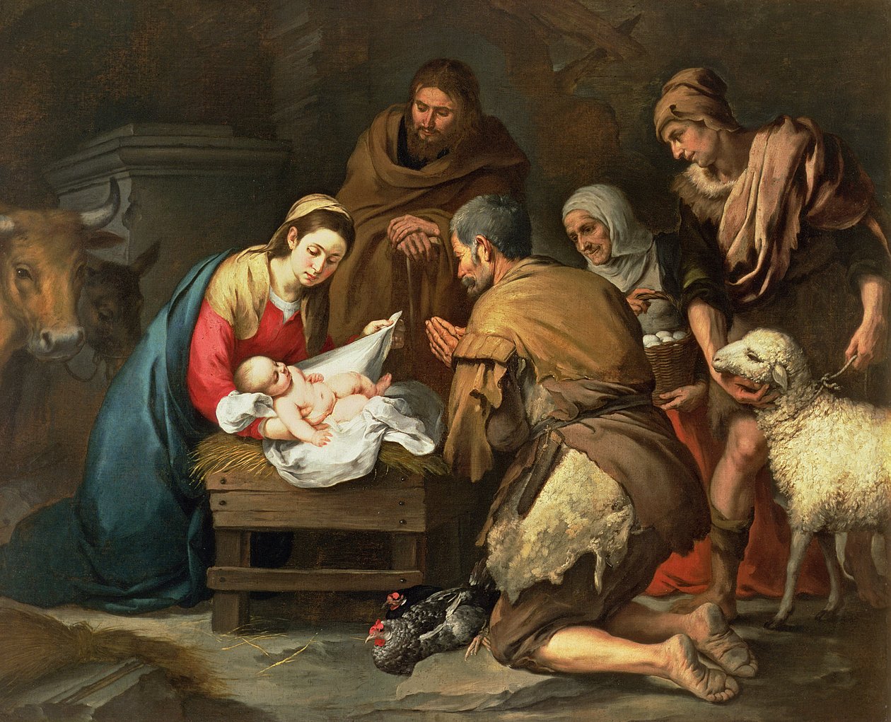 A adoração dos pastores, c.1650 de Bartolomé Esteban Murillo