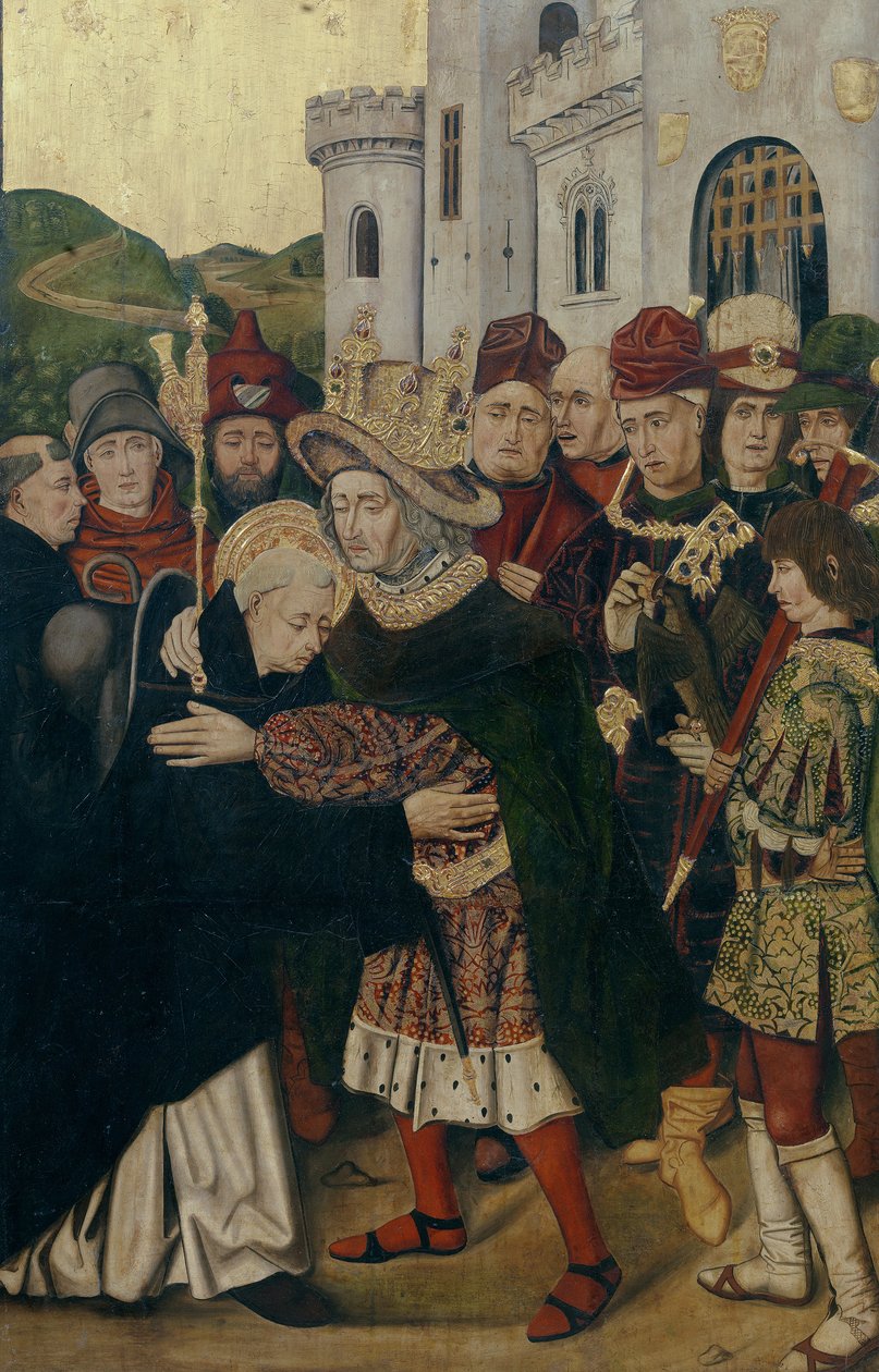 O rei Fernando I de Castela recebeu São Domingos de Silos, 1478-1480 de Bartolomé Bermejo
